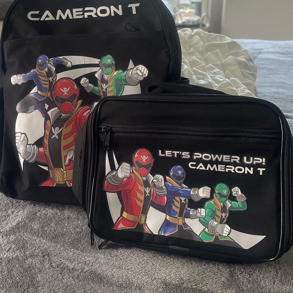 Black Power Rangers Backpack and Lunch Bag Set